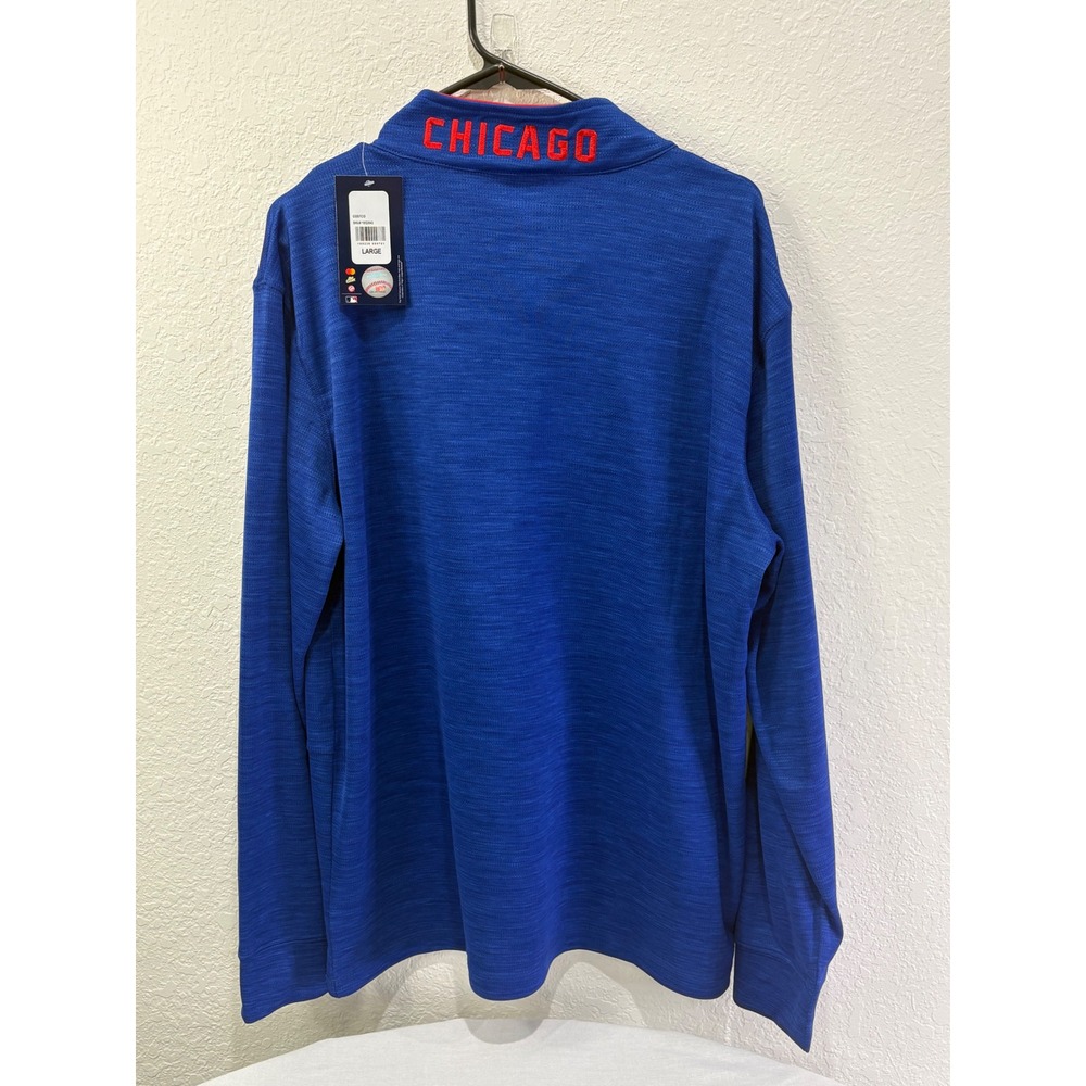 Majestic Chicago Cubs MLB Mens Blue Lightweight Quarter Zip Pullover Large NWT - Picture 2 of 7